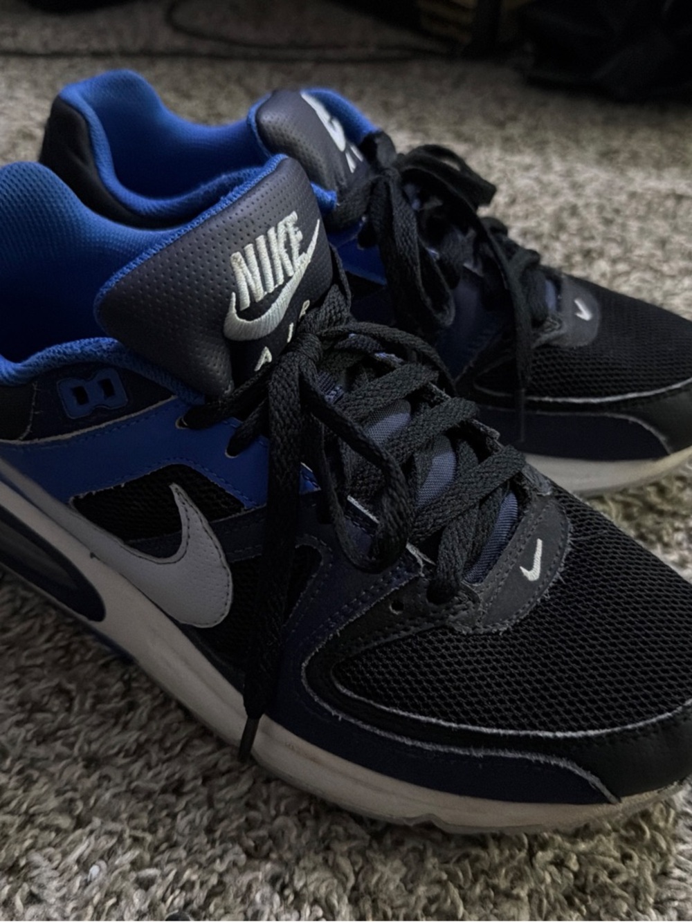 Nike Black & Royal Blue Low-Top Sneakers with White Swoosh